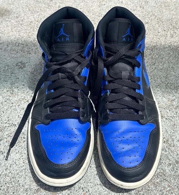 Nike Air Jordan 1 Retro Mid Black & Blue 554724-177 Size 8 US - Etsy