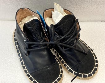 Chanel Leather and Canvas Cap High Top Espadrilles Baby Size 7