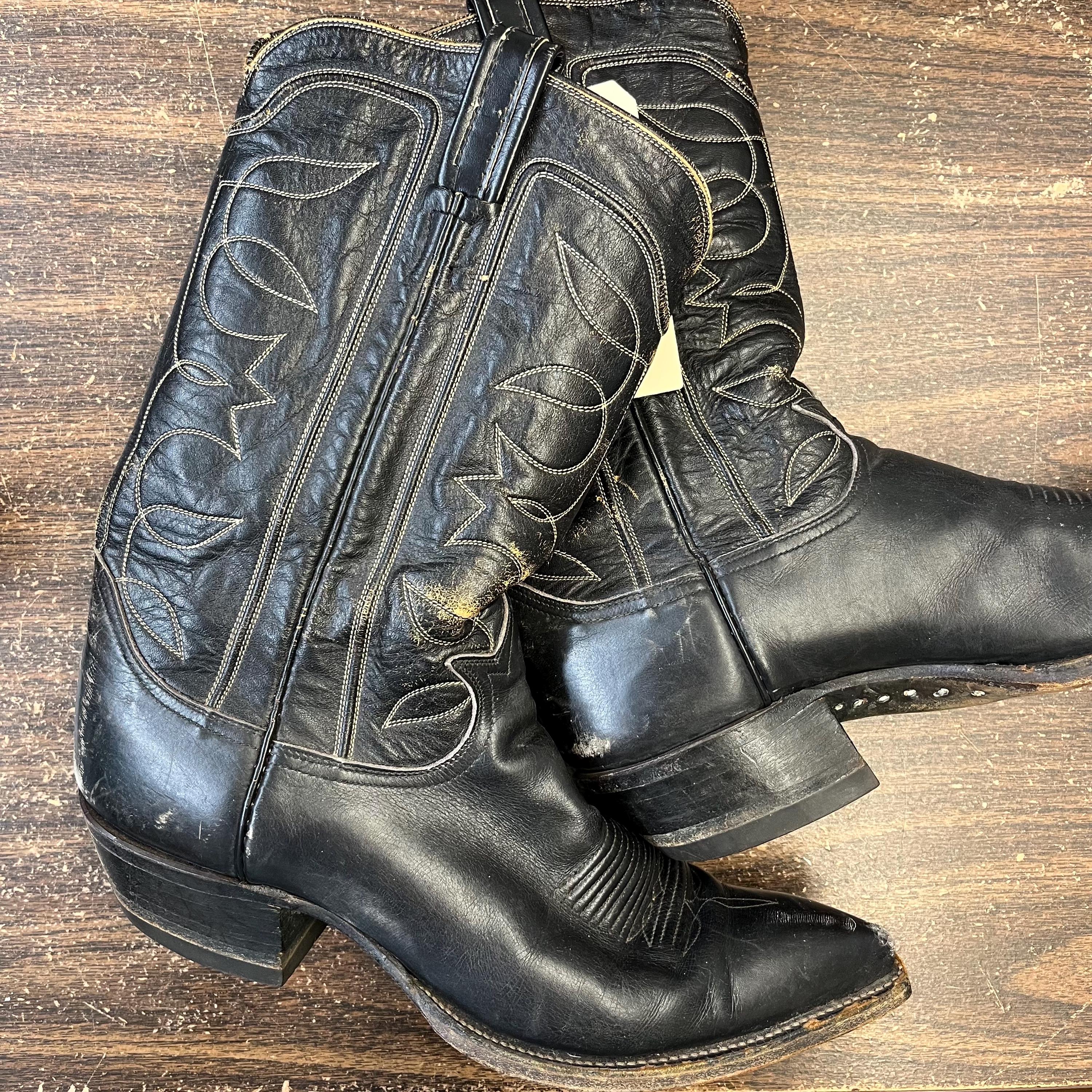 Vintage Tony Lama Black Boots - Etsy