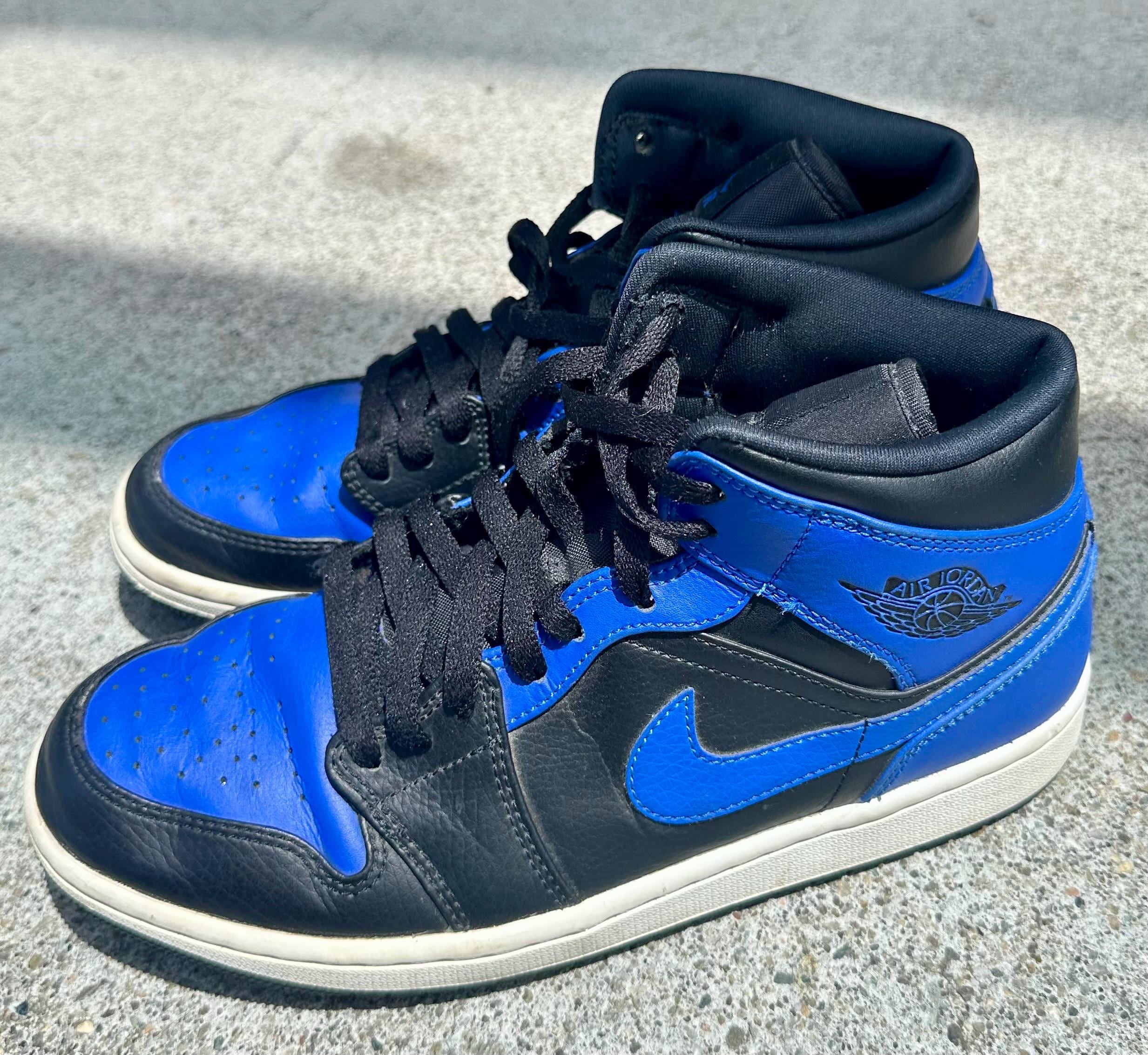 Nike Air Jordan 1 Retro Mid Black & Blue 554724-177 Size 8 US - Etsy