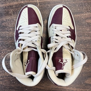 Nike Women’s Air Jordan 1 Mid SE Split Beach Cherrywood Sneakers Size 7.5 image 3