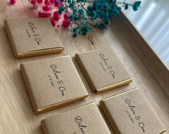 personalized chocolates - brown paper 4 x 4 cm