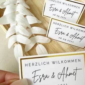 Personalisierte Tischkarten mit goldenem Rand Hochzeit Verlobung Tischkarte Wedding Söz Engagement