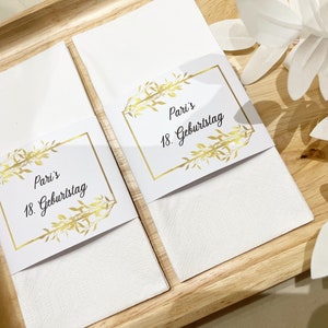 Personalized napkins wedding engagement Söz party birthday gold white