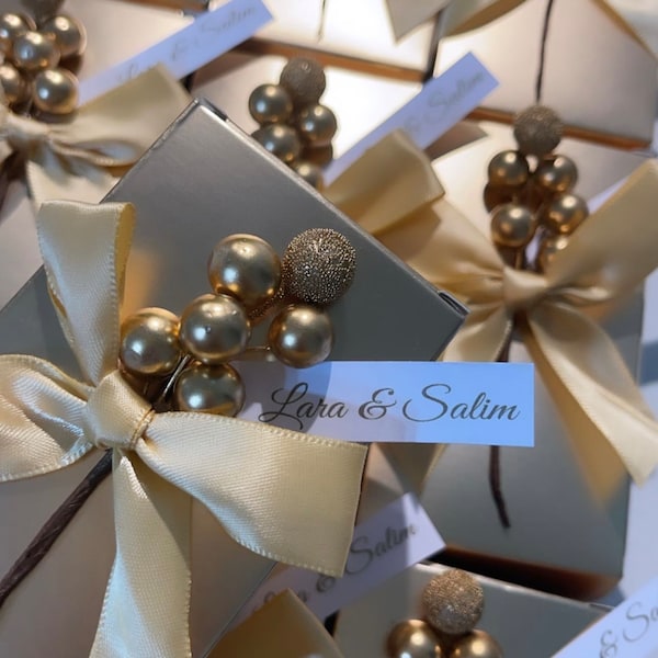 Nikkah Gifts coffrets cadeaux cadeaux d'invités or avec personnalisation