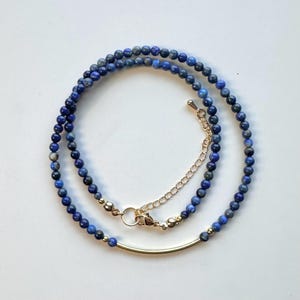 LAPIS LAZULI Choker Necklace Natural Stone Beads (Support Emotional • Spiritual Protection • Anti-Stress)