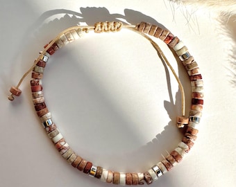 JASPER Bead stone Bracelet adjustable (Stability • Balance  •  Spiritual Protection • Summer Jewelry)
