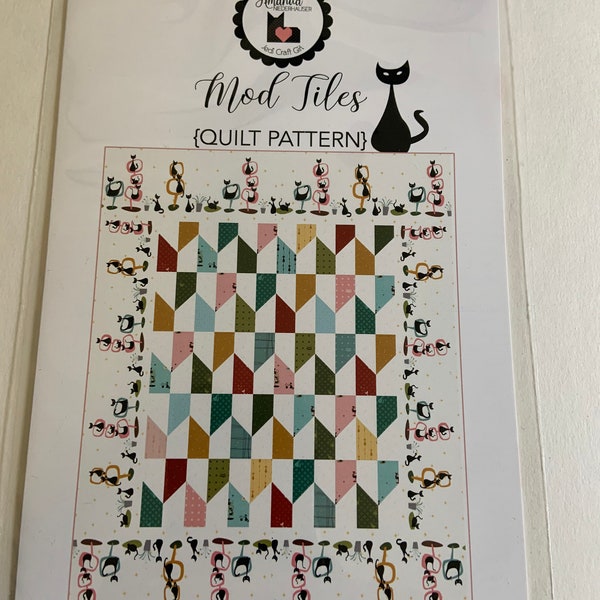 Retro Kitty Cat Mod Tiles Quilt Pattern by Amanda Niederhauser