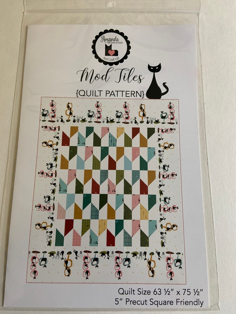 Retro Kitty Cat Mod Tiles Quilt Pattern by Amanda Niederhauser | Etsy