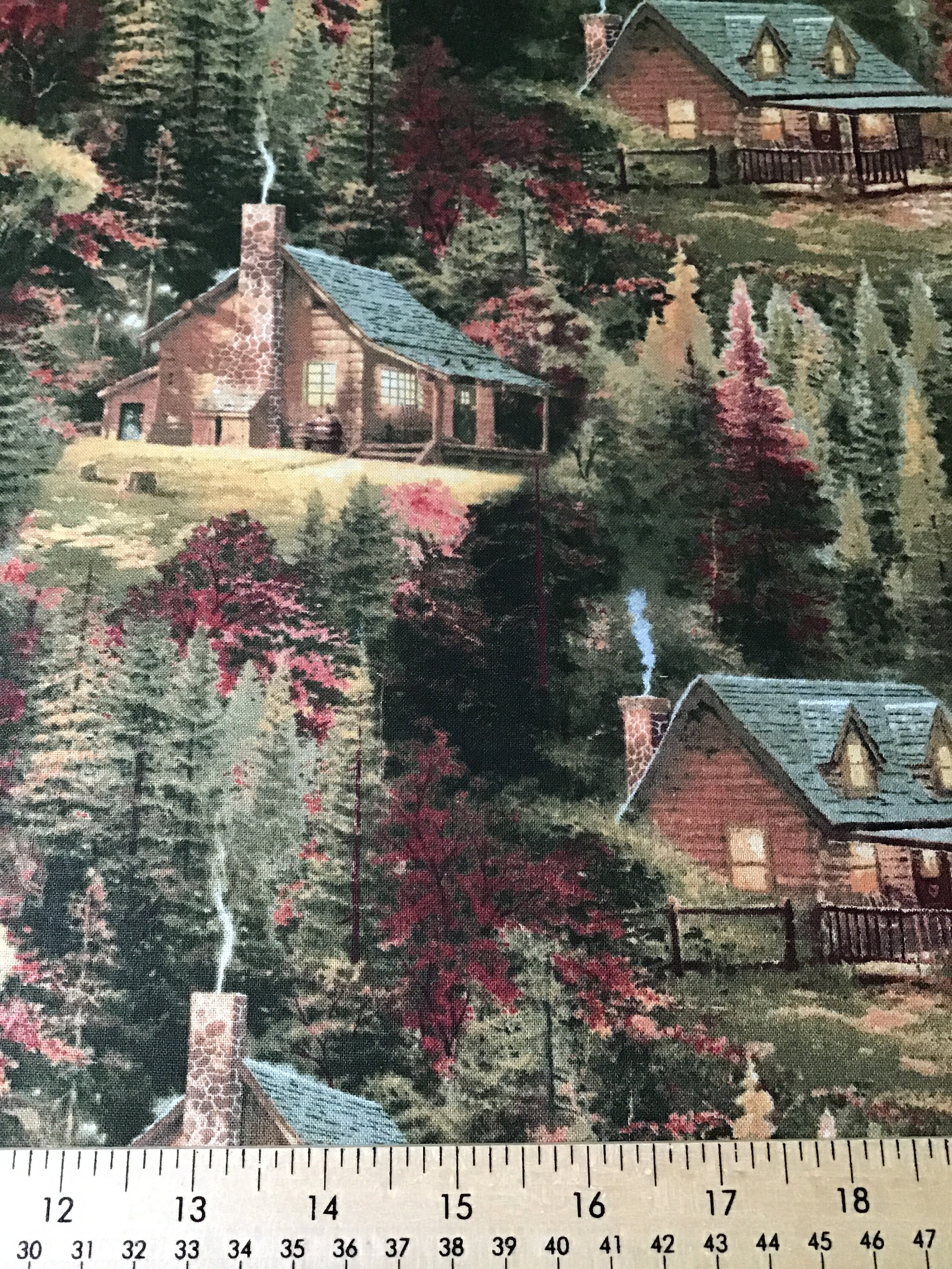 Thomas Kinkade rustic cabin fabric 1 yard Etsy