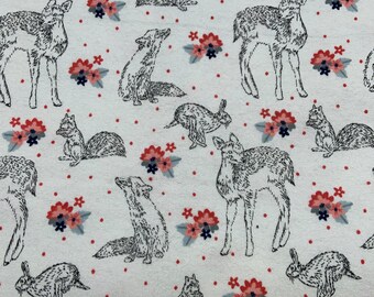 Baby animal/Floral nursery flannel fabric