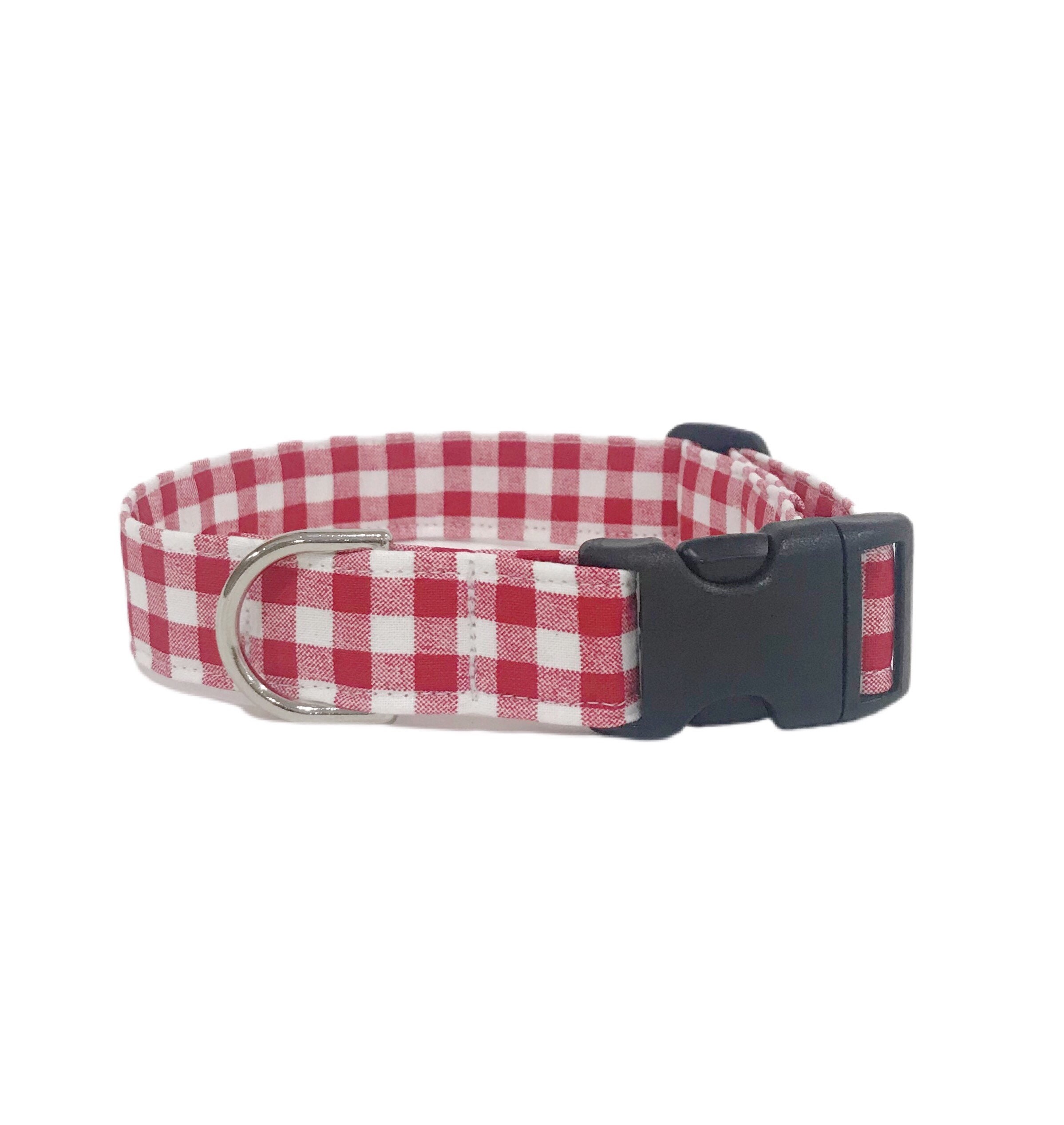 Red Gingham Dog Collar Red Checkered Dog Collar with Etsy