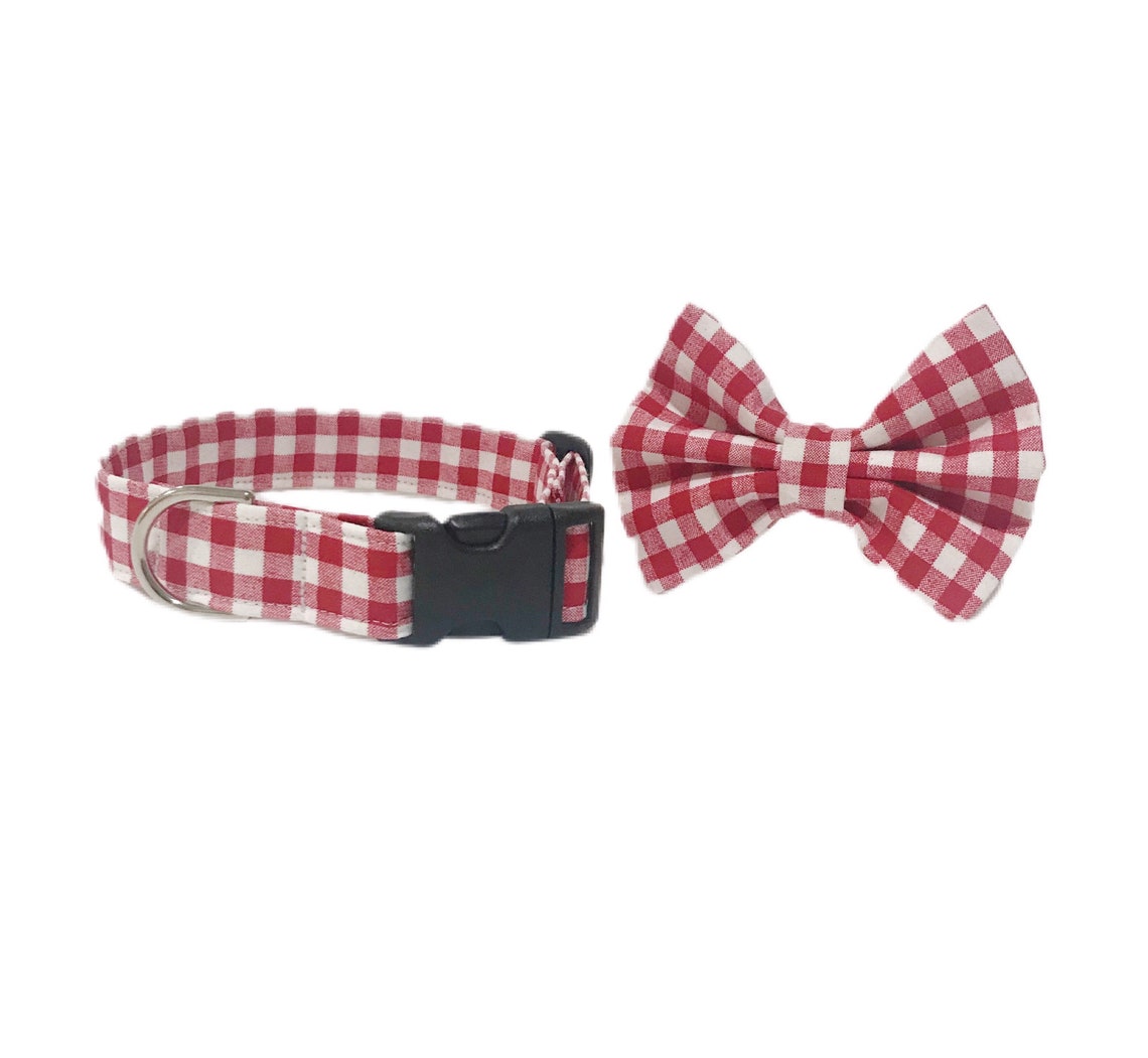Red Gingham Dog Collar Red Checkered Dog Collar with Etsy.de