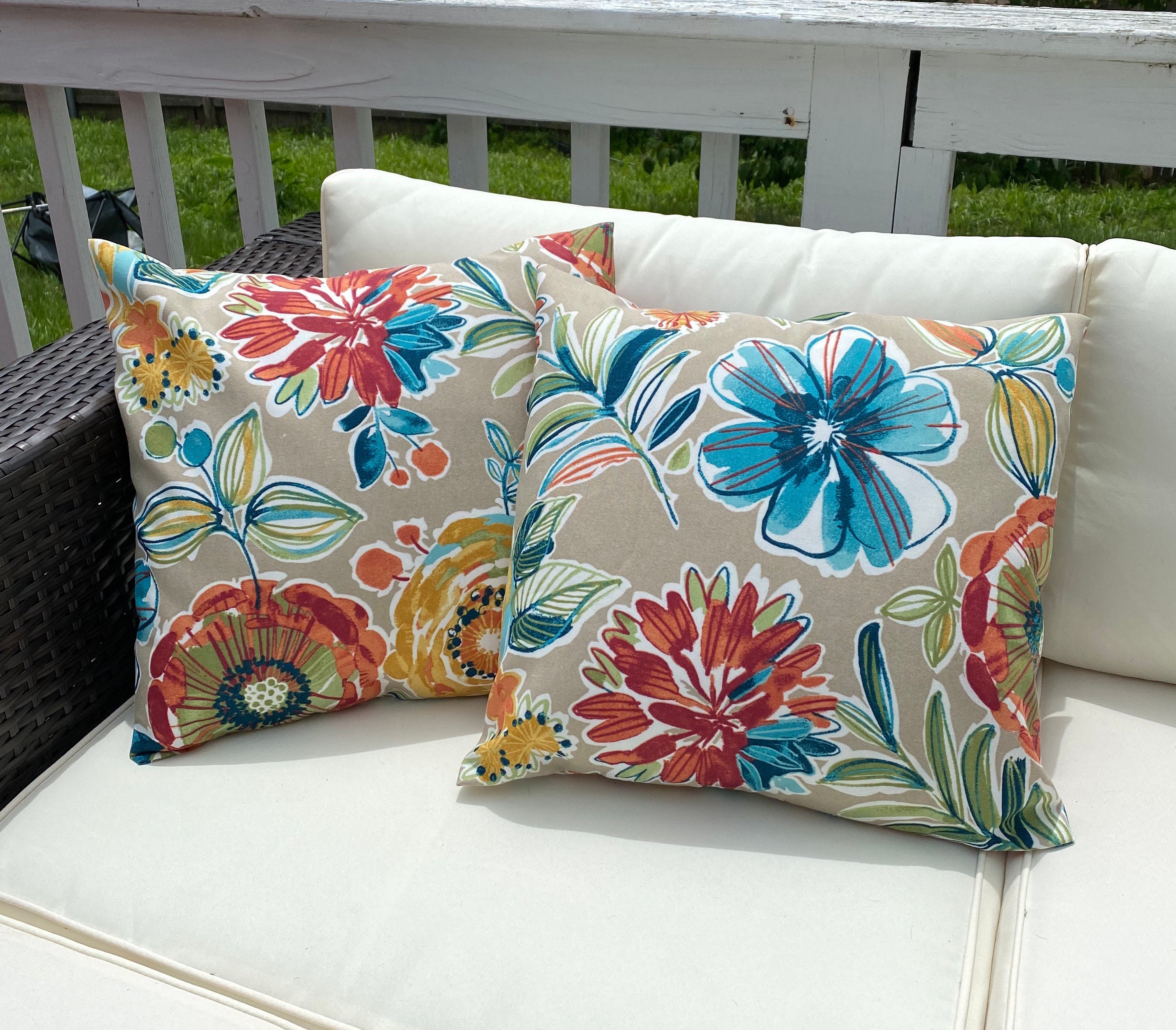 Colorful Outdoor Pillow Cover Floral Outdoor Pillow Cover Etsy Nederland