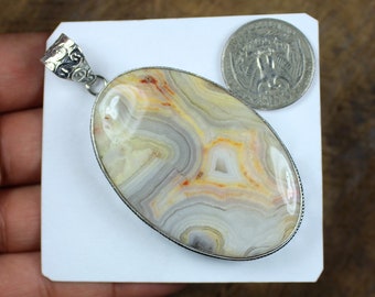 Amazing yellow Mexico Crazy Lace Agate pendant stone EA1897