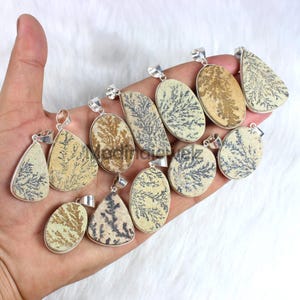 Natural Psilomelane Pendant, Sterling Silver Pendant, Bezel Pendant, Wholesale Pendant, Slice Scenic Dendritic Pendant, Gemstone Pendants image 6