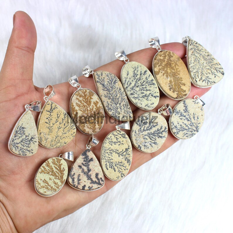 Natural Psilomelane Pendant, Sterling Silver Pendant, Bezel Pendant, Wholesale Pendant, Slice Scenic Dendritic Pendant, Gemstone Pendants image 6