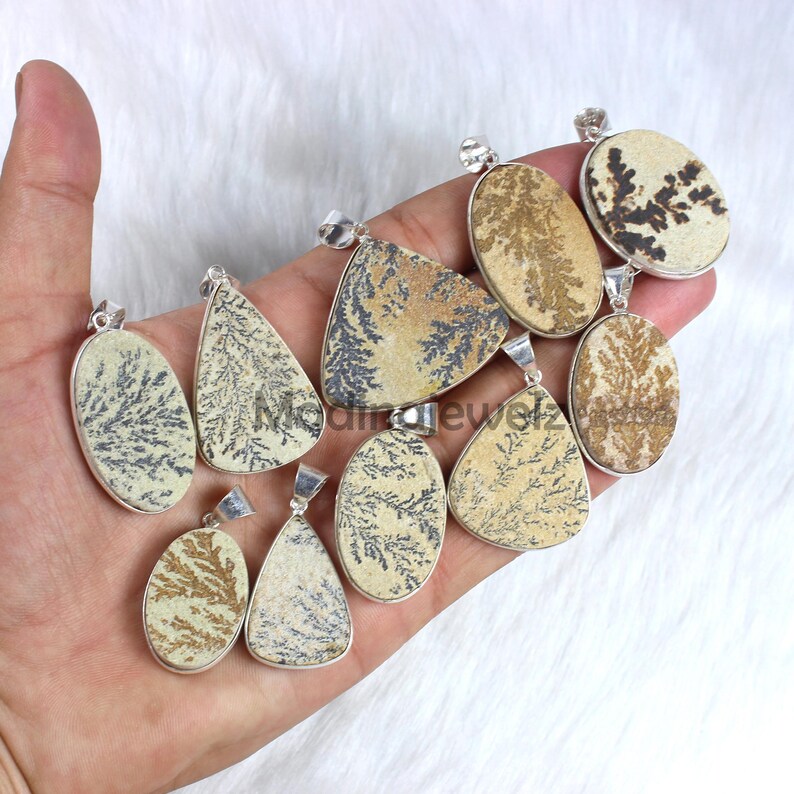 Natural Psilomelane Pendant, Sterling Silver Pendant, Bezel Pendant, Wholesale Pendant, Slice Scenic Dendritic Pendant, Gemstone Pendants image 8