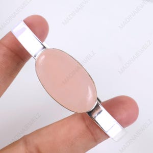 Rose Quartz Bangle, Sterling Silver Bangle Bracelet, Rose Quartz Bracelet, Cuff Bracelet, Handmade Bangle, Statement Bracelet, Gift For Her