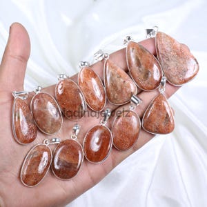 Sunstone Pendant Sterling Silver Pendant Bezel Pendant Sunstone Jewelry Orange Sunstone Gemstone Pendant Iolite Pendant Loop Pendant Gift