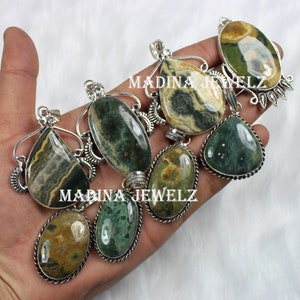 Ocean Jasper Pendant Sterling Silver Pendant Designer Pendant Collet Pendant Mix Pendant Ocean Jasper Gemstone Pendant Necklace Gift For Her