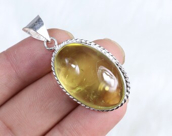 Ciondolo in quarzo limone, ciondolo in argento sterling, ciondolo con gemma di quarzo giallo, ciondolo di design, ciondolo charm, ciondolo in cristallo, regalo di gioielli