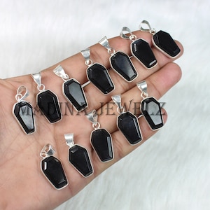 Black Onyx Pendant Sterling Silver Pendant Coffin Pendant Black Stone Pendant Coffin Onyx Gemstone Pendant Onyx Jewelry Bezel Pendant Gift