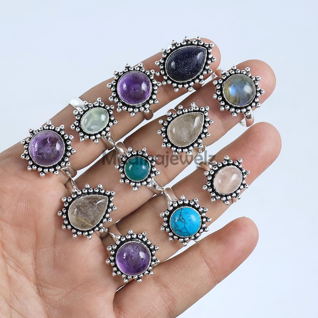 Ring Mix Mix Stone Ring Gemstone Rings, Mix Rings, Chunky Rings, Sterling Silver ...