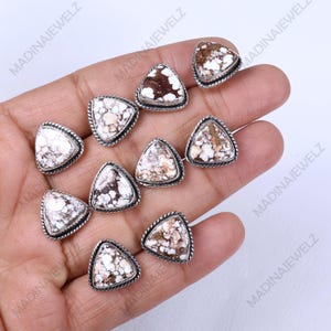 Wild Horse Earring Sterling Silver Earring Triangle Earring Pair Wild Horse Jasper Earring Stud Earring Wild Horse Jasper Gemstone Earrings