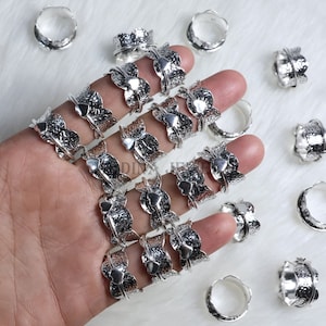 Spinnerring Herzring Spannzangenring Sterlingsilberring Meditationsringe Versprechensring Liebesring Herzformring Boho-Ring Angst Ring