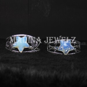 Stjärnopalit armband manschett armband sterlingsilver armband stjärnopalit ädelsten armband spänne armband blå opalit armband gåva