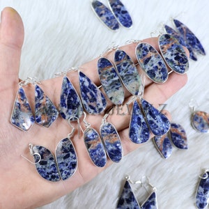 Sodalite Earrings, Sterling Silver Earring, Handmade Earring, Blue Sodalite Gemstone Earring, Bezel Earring, Sodalite Pair Earring For Girls