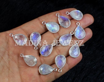 Blue Moonstone Necklace Sterling Silver Pendant Bezel Connector Jewelry Briolette Moonstone Pendant Bezel Pendant Minimalist Jewelry Gift