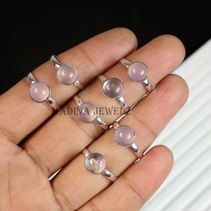 Rosenquarz Ring Sterling Silber Ring Minimalist Ring Rosa Stein Ring Geburtsstein Ring Rosenquarz Edelstein Ring Geschenk Ring