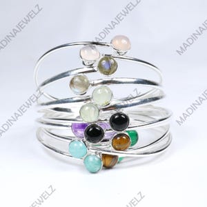 Mix Bangle Gemstone Bracelet Sterling Silver Bracelet Cuff Bracelet Birthstone Bracelet Girl Bangle Personalized Bracelet Handmade Bracelet