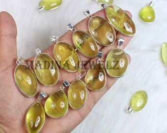 Ciondolo in quarzo limone Ciondolo in argento sterling Ciondolo in pietra preziosa di quarzo giallo limone Ciondolo con castone Ciondolo in cristallo giallo Ciondolo fatto a mano Regalo