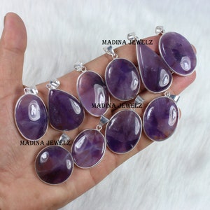 Amethyst Pendant Sterling Silver Pendant Natural Amethyst Gemstone Pendant Bezel Pendant Amethyst Jewelry Crystal Pendant Amethyst Necklace