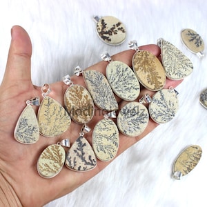 Natural Psilomelane Pendant, Sterling Silver Pendant, Bezel Pendant, Wholesale Pendant, Slice Psilomelane Dendrite Gemstone Pendant Jewelry