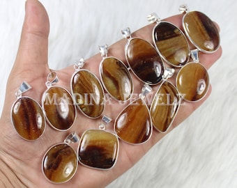 AAA Quality Pendants Lot Amazing ! 925 Silver Plated Pendant Bezel Pendant Wholesale Lot Wholesale Yellow Tiger Eye Pendant Lot