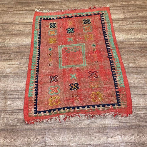 94x125cm Moroccan vintage area rug '' shops Berber rug '' 3x4ft red rug