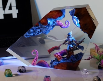 Bloodborne Hunter Resin Lamp: Handmade Epoxy Night Light