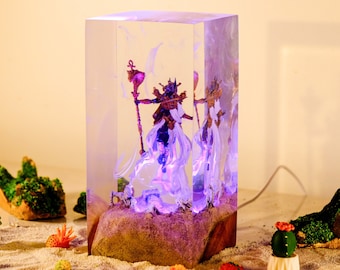 Handmade Anubis Resin Lamp: Ancient Egypt Epoxy Night Light