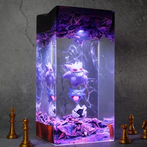 Anime Resin Lamp, Handmade Anime Gen.gar Light gift, Unique Anime Gengar. Gift for Room Decor, Epoxy Resin Desk Lamp, Desk Decor