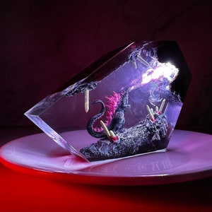 Godzilla Resin Lamp: Handmade Monster Night Light, Room Decor