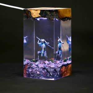 Abyss Walker Knight Resin Lamp: Handmade Epoxy Night Light