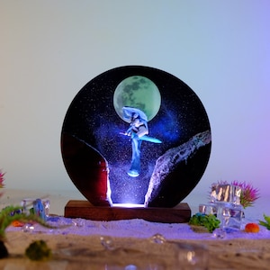 Handmade Witch Resin Lamp: Epoxy Night Light, Unique Room Decor