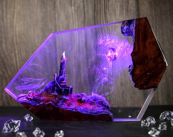 Rings Lord Resin Lamp, Handmade Wood Resin LOTRs Night Light