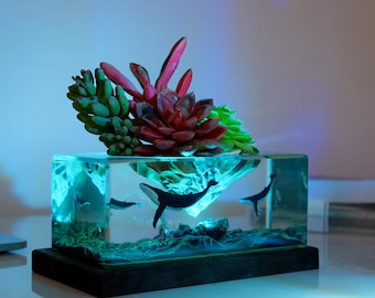 Handmade Whale Resin Lamp: Ocean Night Light, Room Decor
