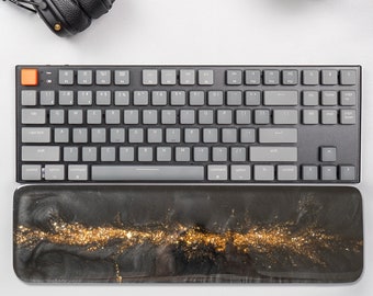 Reposamuñecas para teclado, Reposamuñecas TKL, Alfombrilla de ratón con reposamuñecas, Reposamuñecas de resina, Decoración para juegos, Reposamuñecas con motas doradas, Reposamuñecas personalizado