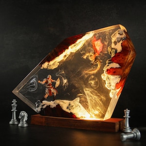 Dragon Born-lampa i harts: Handgjord Skyrim-lampa, dekor från Elder Scrolls